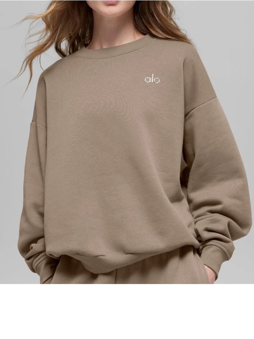 Alo Accolade Crew Neck Pullover Sweatshirt Gravel Taupe Size XXL - Picture 4 of 4
